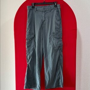 American Eagle Y2K Mid-Rise Baggy Wide Leg Cargo Pants Women’s Size 8 Teal Gray